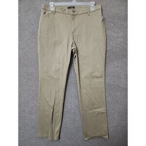 Lee Relaxed Straight Wash Wear Pants Womens 16 Long Tan Mid Rise Stretch